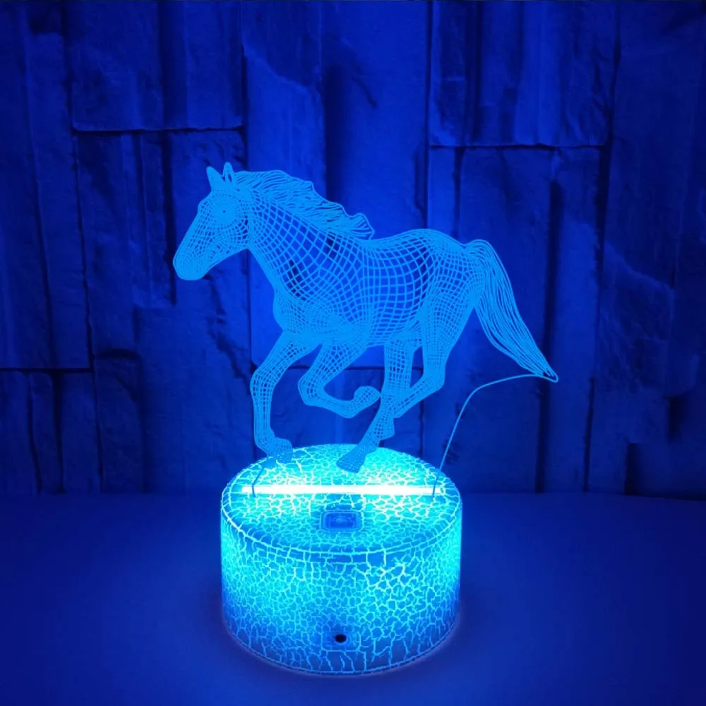 3d Illusion Lamp Led Children\'s Night Light Horse Table Lamp for Bedroom Holiday Christmas Lights Decoration Gifts for Kids