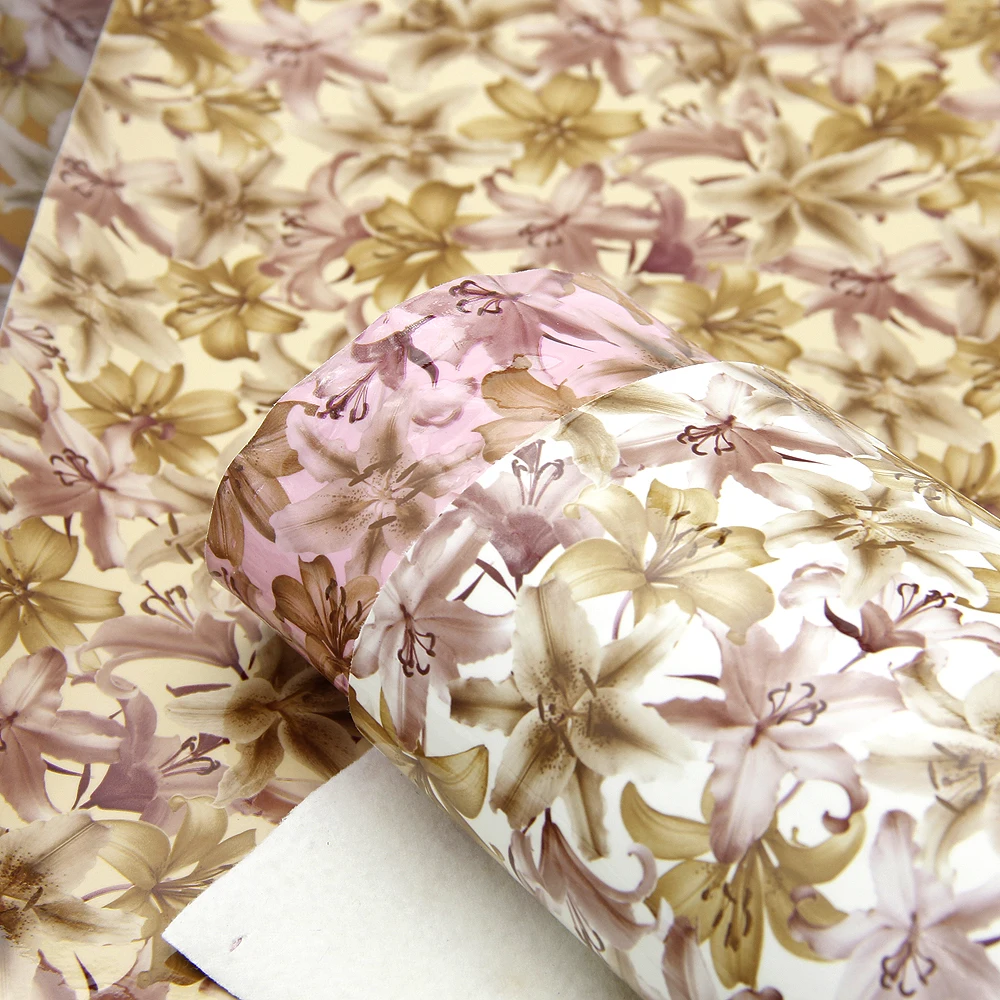 20*33cm Flowers Printed Faux Leather Fabric Sheet Glossy Synthetic Leather For DIY Bows Earrings,1Yc4888