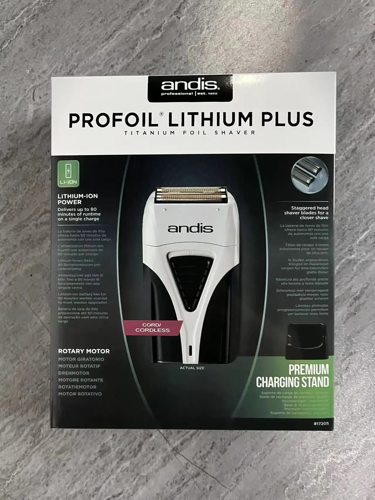 Original Andis Profoil Lithium Plus Barber Hair Cleaning Electric Shaver For Men Beard Stubble Razor Bald Shaving Machine