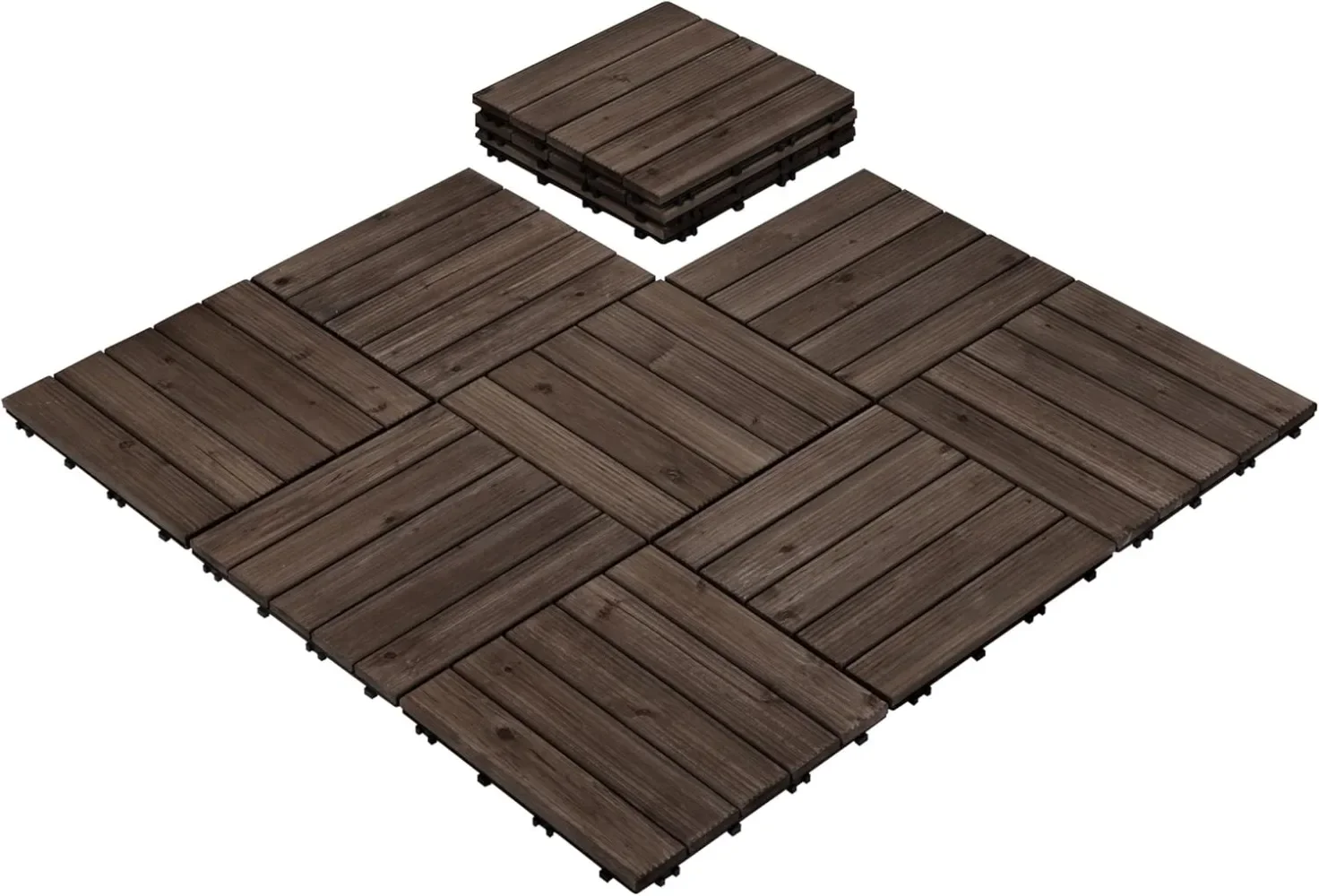 

110pcs Patio Deck Tiles 12 x 12in Interlocking Wood Composite Decking Floor Tiles Fir Wood Indoor Outdoor Patio Garden