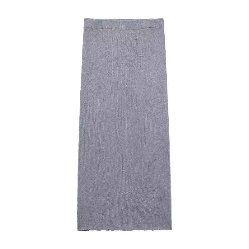 HH Herbst Frauen Mode Oansatz Gestrickte Langarm Mantel Diamant Muster Mit Gürtel Schmücken Strickjacke + Split Saum Hüfte Midi rock 7