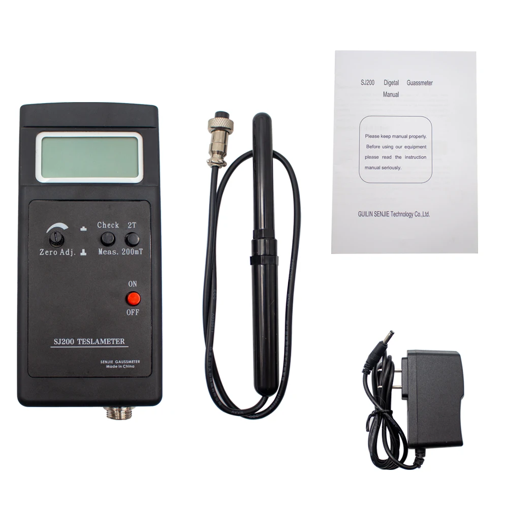 SJ200 Digital Gauss Meter Static Magnetic Field Tesla Tester 0-200Mt-2000mT with Adapter