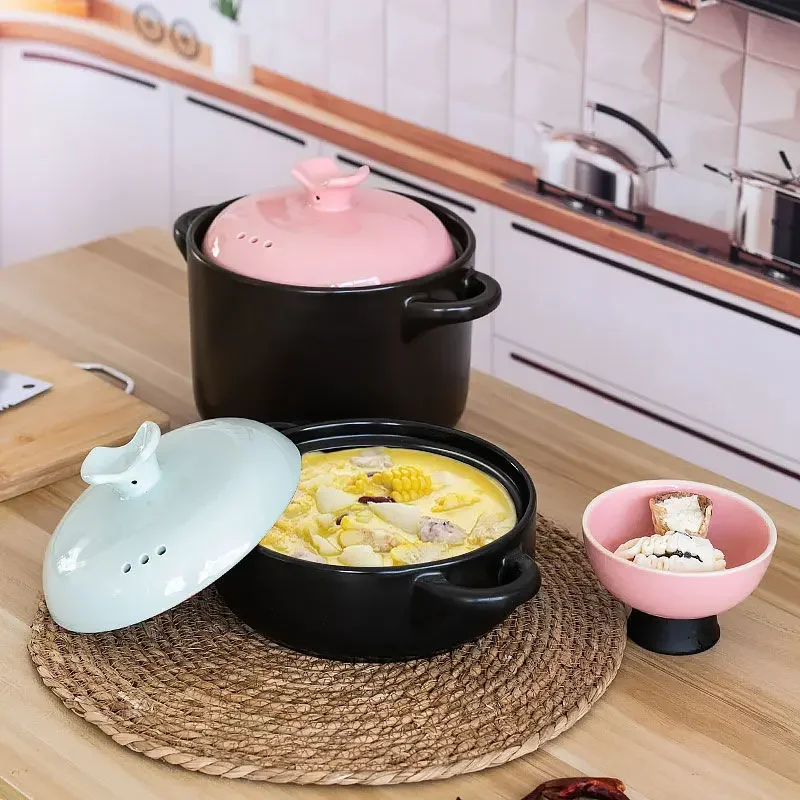 

Stewpan with Lid Ceramic Soup Pots Stewpot Stewing Saucepan Casserole Ramen Bowl Enameled Cooking Pot for Kitchen Cookware