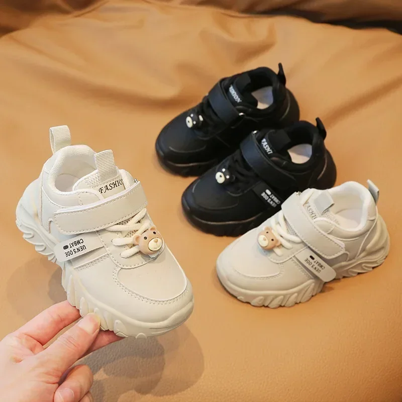 

Running Sneakers Kids Sneakers Fashion PU Leather Soft Sole Comfortable Lightweight Kids Solid Color Shoes Boys Girls Casual