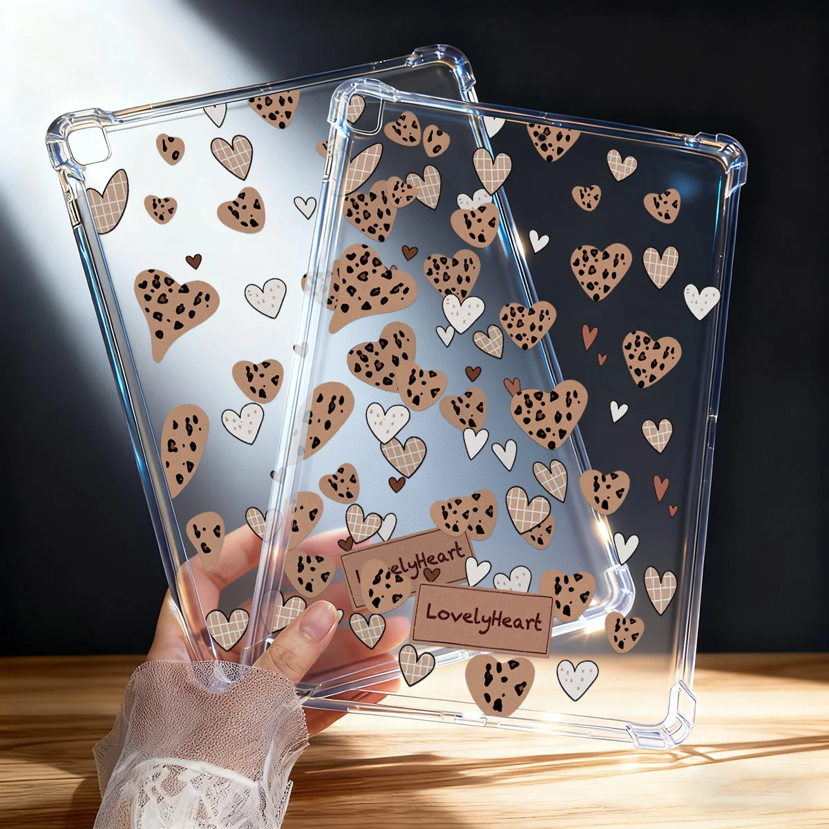 Leopard Print Love Heart For iPad Pro 11 2018 2022 Air 4 5 Silicone For iPad 2025 2024 11Inch Mini 6 5 Transparent Tablet Case