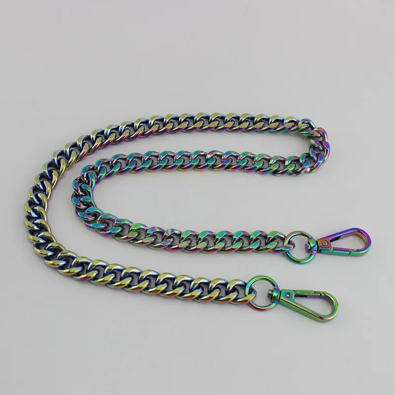 1 peça 13mm anodizado iridescente arco-íris corrente de alumínio para bolsas femininas bolsa carteiras cinta longa corrente