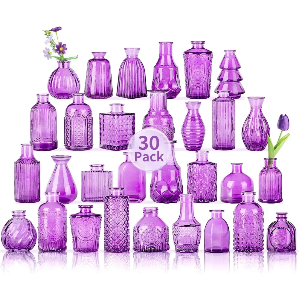 

Mini Glass Bud Vases,Versatile Small Bud vases for Home and Wedding Decor, Exquisite Bridal Shower Table Centerpieces