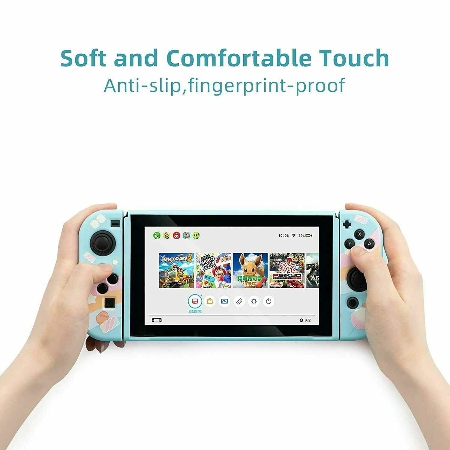 GeekShare-غطاء حماية لنينتندو سويتش ، كاواي كتكوت ، كارتون ثلج ، غطاء كامل من البولي يوريثان الناعم ، غلاف مسكة خلفي ، ملحقات NS