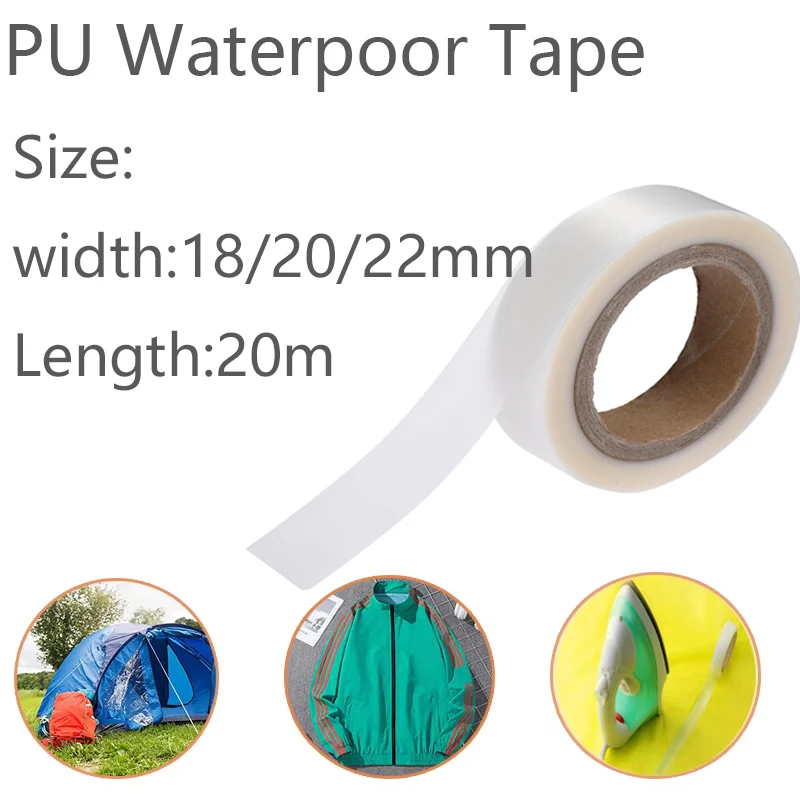 1 Rolle 20 m 18 mm/20 mm/22 mm wasserdichtes Nahtabdichtungsband Schmelzreparaturband Hotmelt PU-beschichteter Stoff Outdoor-Werkzeuge Kleidungszelt