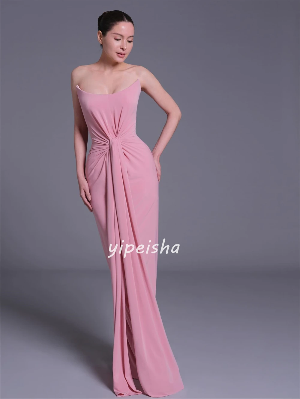 Простые формальные трикотажные плиссированные длинные платья без бретелек по индивидуальному заказу, платья для особых случаев, современный стиль, доступны размеры