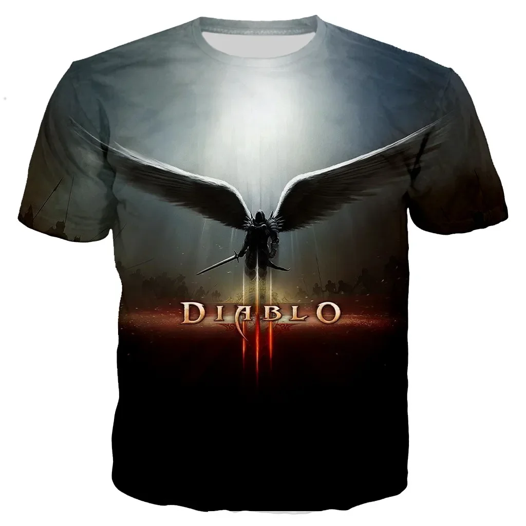 

2024 Summer 3DT Shirt Street Casual Top Diablo 3D Printed T-shirt Men's New Fashion Cool Casual Street Style Short Sleeve Shirt