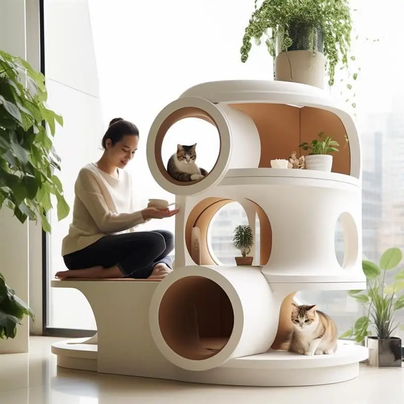 climbing frame nest tree hole, printing one-piece molding Wangshe villa pet supplies multi-layer  house