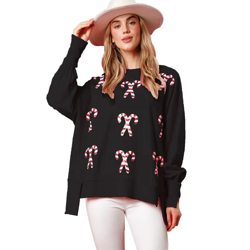 بلوزات النساء س الرقبة هوديس كم طويل البلوز طباعة فضفاض البلوز تقسم فضفاض 2025 الخريف عادية طفيف تمتد