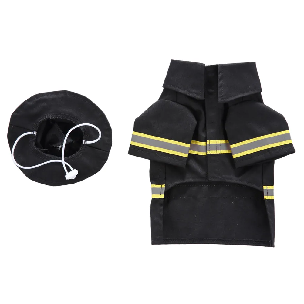 1Set Pet Christmas Costume Firefighter Uniform Design Dog Cat Puppy Warm Cozy Outfit Holiday Party Performance Wear Size Xl