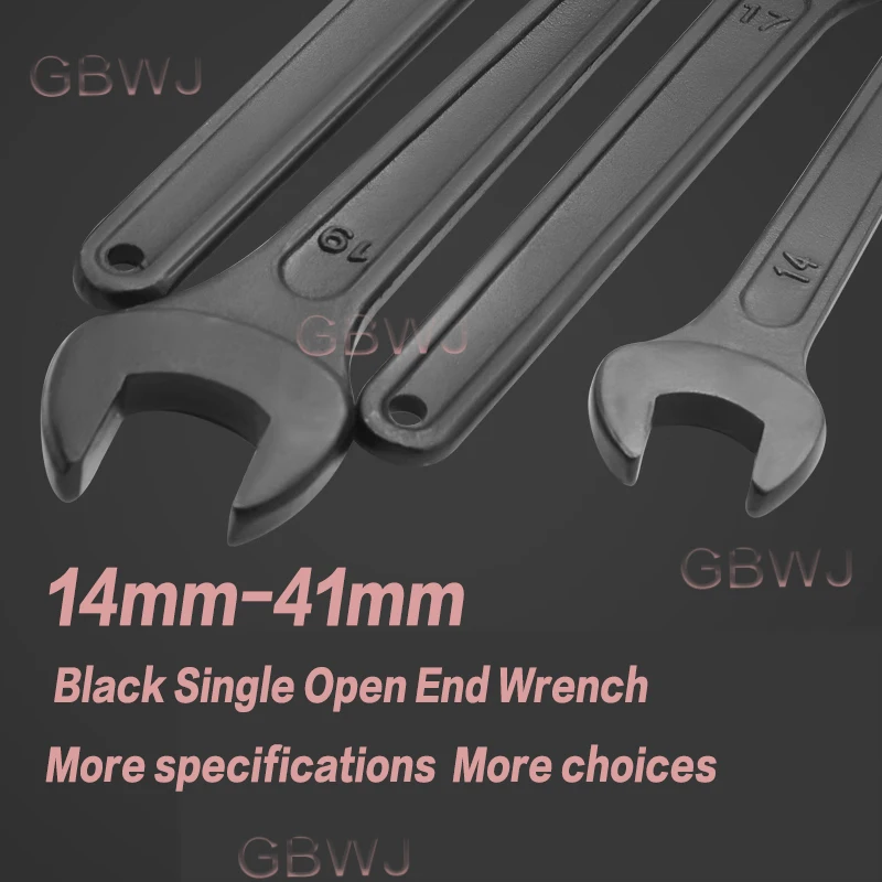 Carbon Steel Heavy Duty Single Open End Wrench Black Spanner 14mm 16mm 17mm 18mm 19mm 21mm 22mm 24mm 27mm 30mm 32mm 36mm