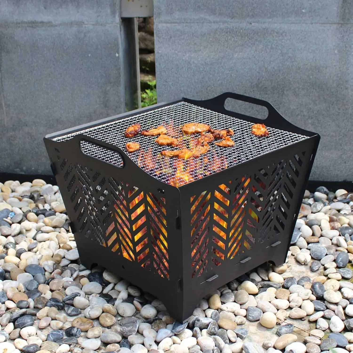 

20 inch Fire Pits for Outside with Grill & Storage Bag,Portable Fire Pit,Wood Burning Fire Pit with Poker & Spark Screen