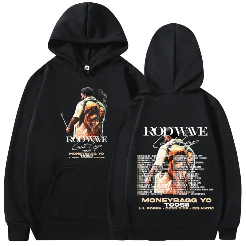 Raper Rod Wave Last Lap Tour 2024 Bluza z kapturem Mężczyźni Kobiety Hip Hop Vintage Pullovers Bluzy Moda Oversized Bluzy Streetwear