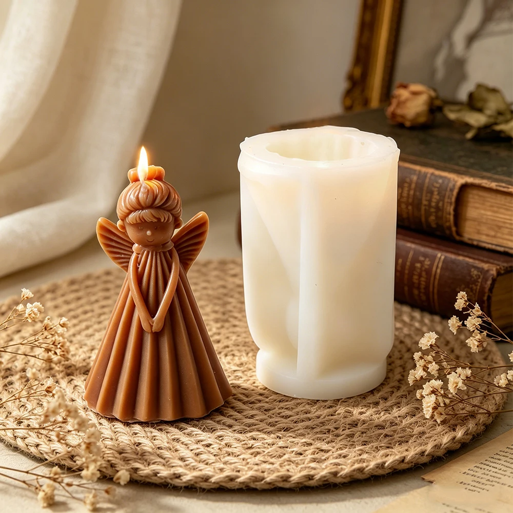 3D Angel Girl Silicone Candle Mold, DIY Aromatherapy Wax Soap Plaster Resin Mould for Home Decor Crafts Gifts Easy Release - view 3