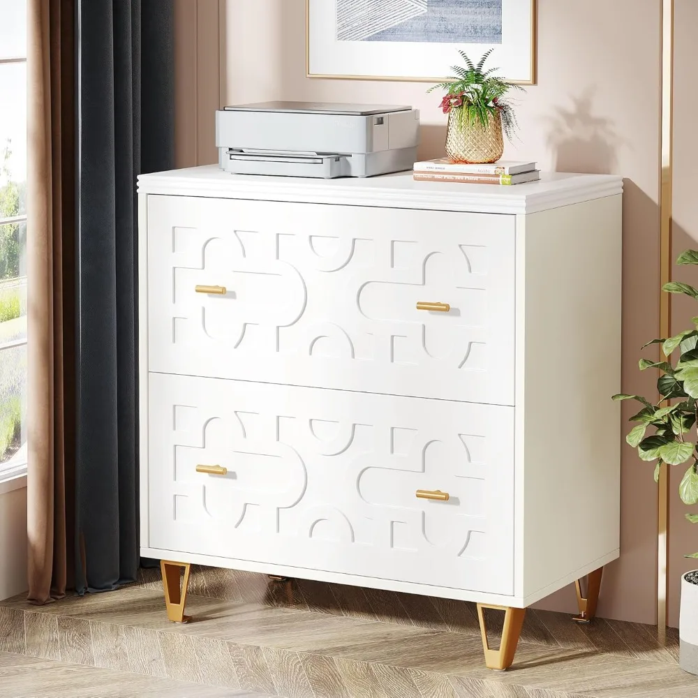 

2-Drawer Lateral File Cabinet, Modern White Filing Cabinet for Legal/Letter/A4 Size, Large Storage Filing Cabinet Printer Stand