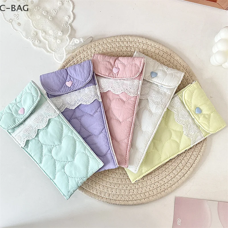 

Quilted Love Design Coin Wallet, Glasses Holder, Ins Fashion Solid Color Lipstick Pouch, Anti-scratch Sunglasses Storage Bag