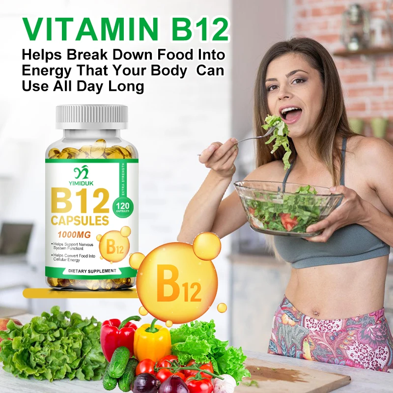 Vitamin B12 Capsule 1000 Mcg Methyl B12 with Organic Spirulina Supports Healthy Mood, Energy, Heart & Eye Health