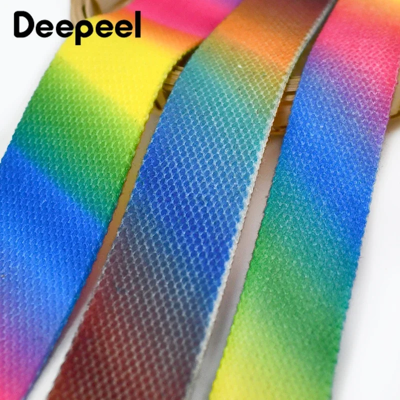 

2/4/8M 25/30/36mm Rainbow Webbing Canvas Belt Tape Lugggae Strap Printed Colored Ribbons Band Garment Decorative Ribbon Sewing