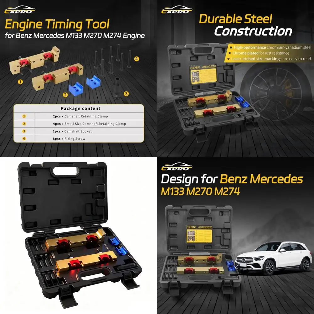 

15 шт., инструмент для выравнивания блокировки распределительного вала, совместимый с Mercedes Benz M133 M270 M274, набор инструментов для синхронизации двигателя с переноской