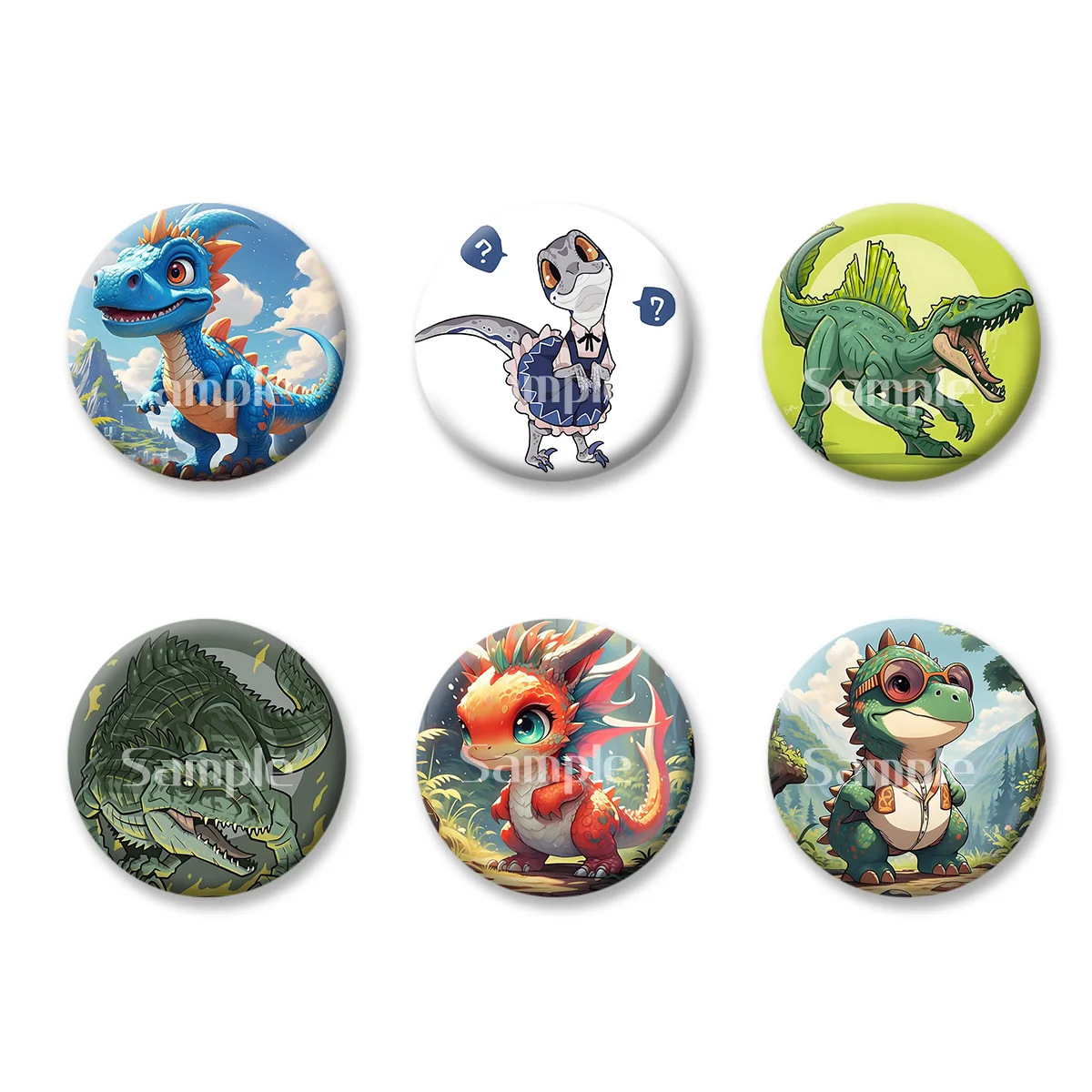 

Jurassic Park World Dinosaur Anime Cartoon Flash Badge Keychains Makeup Mirror Fridge Magnet ACG Goods Game Peripherals Toy Gift