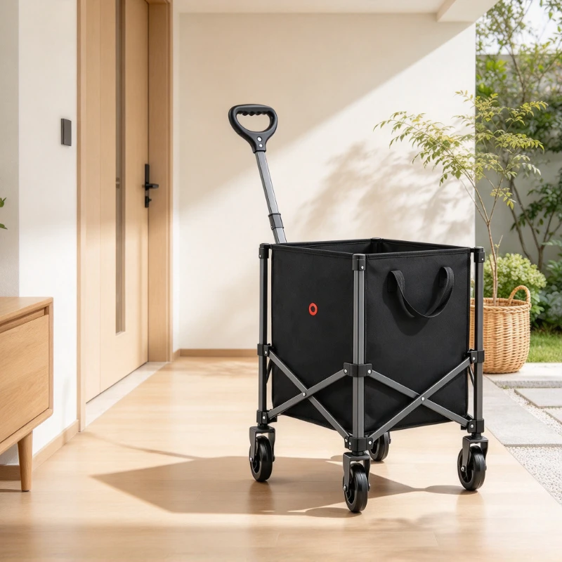 55L Foldable Shopping Wagon, Quick Release Storage Bag with Quiet Wheels Reinforced Frame for Grocery Parcel Outdoor Home Use