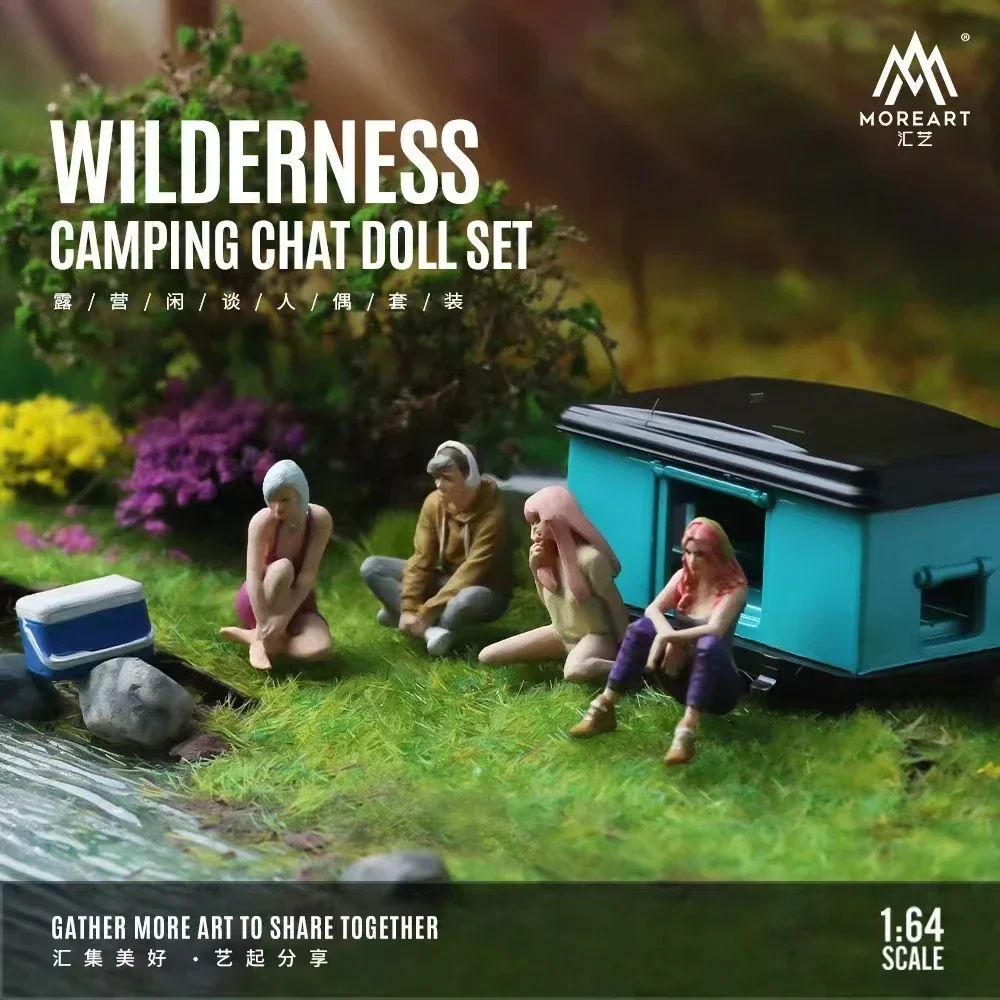 MoreArt 1:64 Camping Figure Set Pack W/4 Doll Resin Disply Gifts Collection