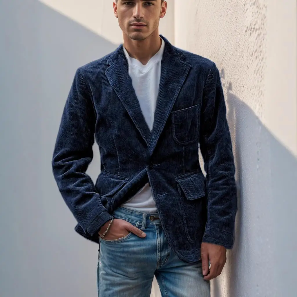 

Мужской осенний вельветовый жилет с нашивками, модный городской стиль, приталенный крой, однотонный, повседневная одежда для отдыха