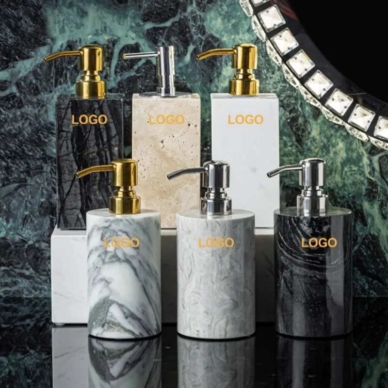 Bathroom Accessories Square Marble Lotion Bottles Hotel Shampoo Bottles Empty Bottles Household Press Soap Dispensers Home Decor