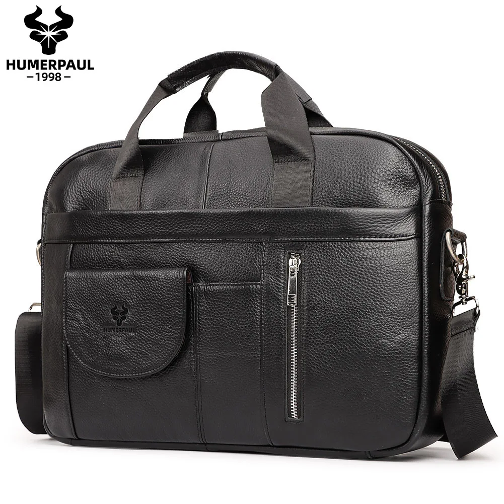 Genuine Leahther Men Briefcase Portable Office Handbag for Laptop Bag High Quality Business Messenger Shoulder Bags Travelling