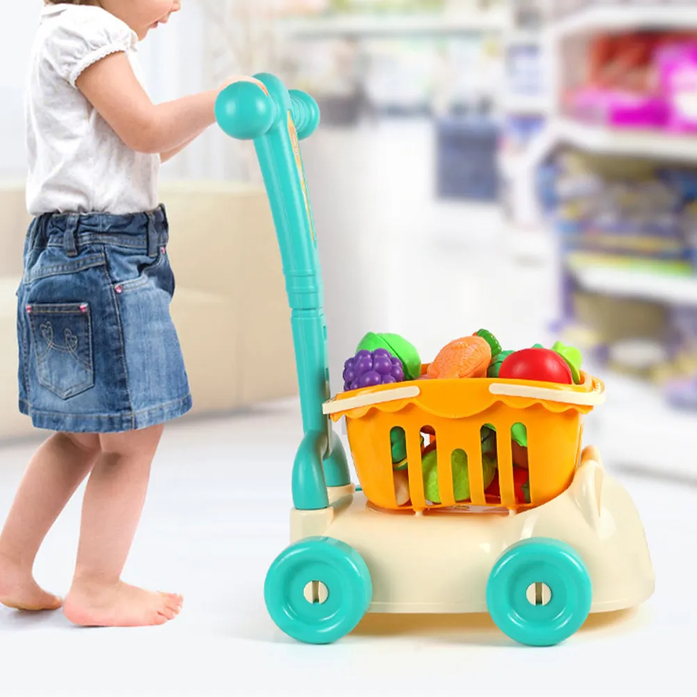 

1Set Shopping Cart Kids Green Pretend Play Pram Educational Grocery Store Plaything for Toddlers Boys Girls Baby Boy Gifts