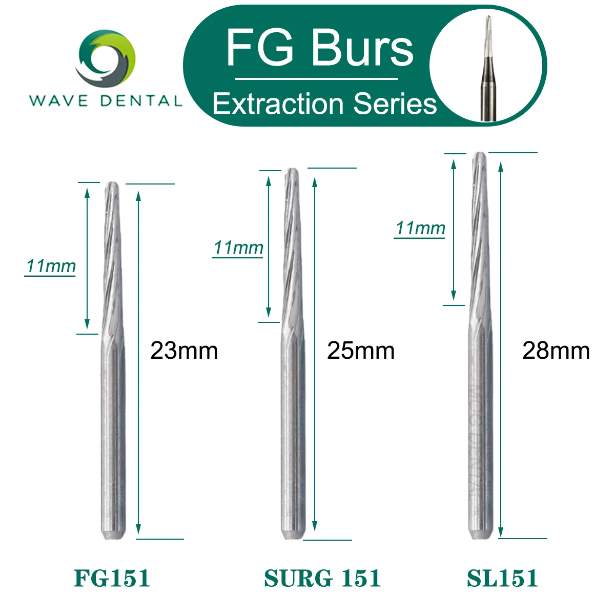 

WAVE Dental Tungsten Carbide Burs Dentistry Drills Dental Safe End Bur Tooth Extraction Drill FG For High Speed Handpiece