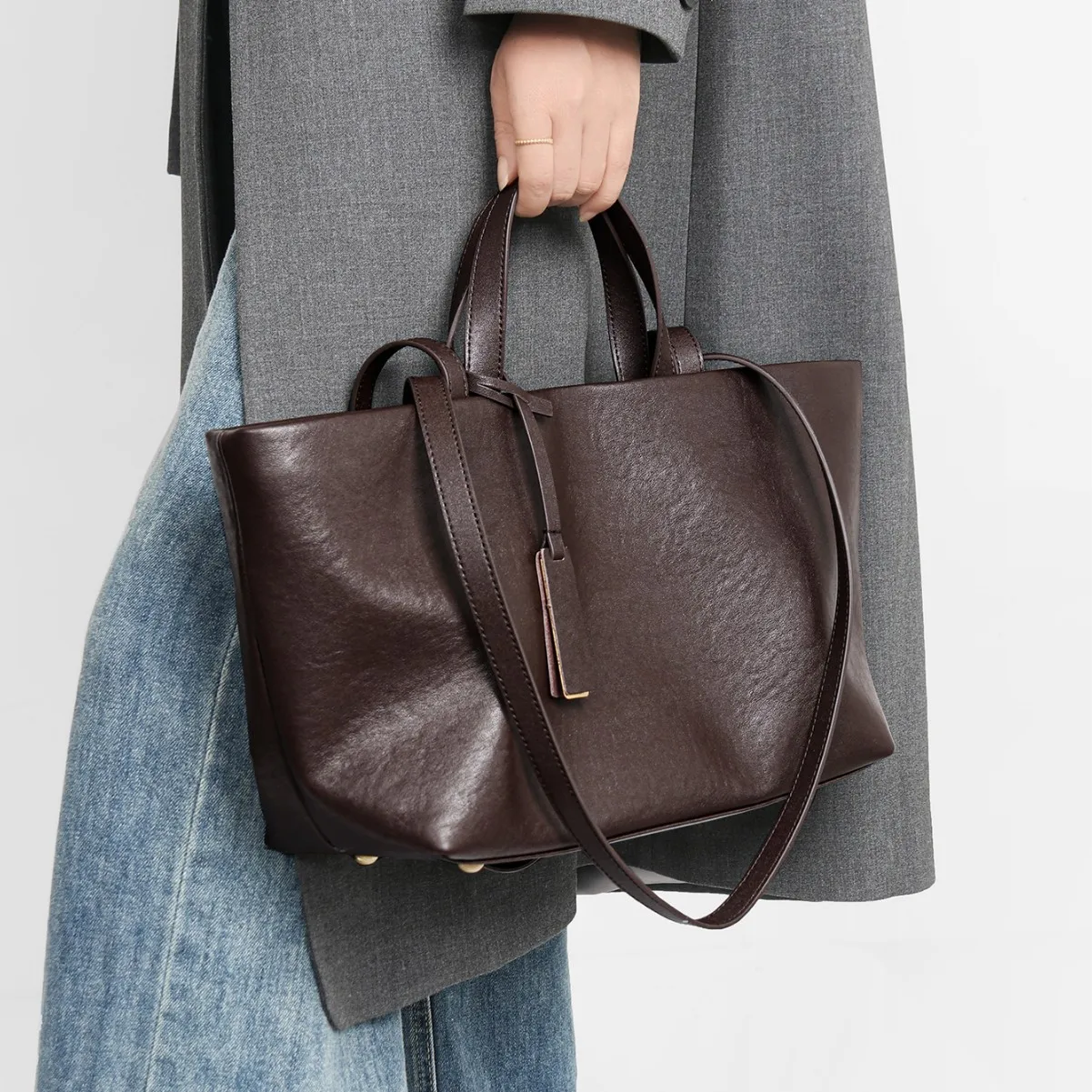 

New Women Genuine Cowhide Leather Tote Bag Large Capacity Soft Vintage Shoulder Underarm Crossbody Handbag