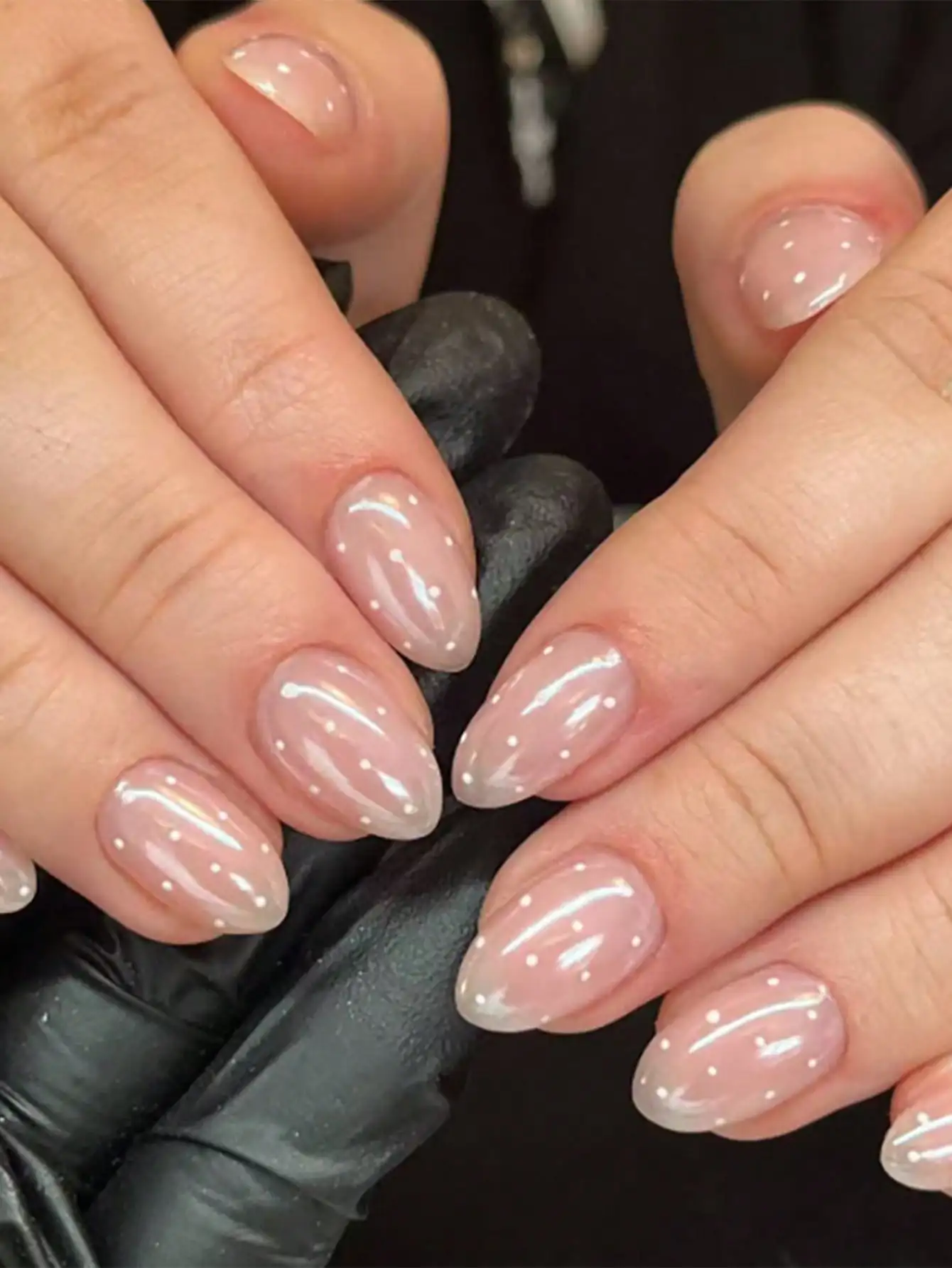 

24pcs Short Almond Press-On Nails, Matte Pink Polka Dot French Manicure Style, Minimalist & Sweet. Full Coverage Easy Application. For Women & Girls Daily & Travel. Nail Supplies.