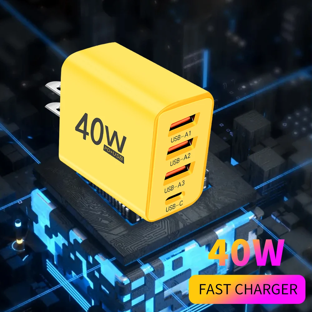 

4 In 1 USB Type C Charger EU/US Fast Charging PD Mobile Phone Adapter For Xiaomi Huawei iPhone Samsung Quick Charge Wall Charger