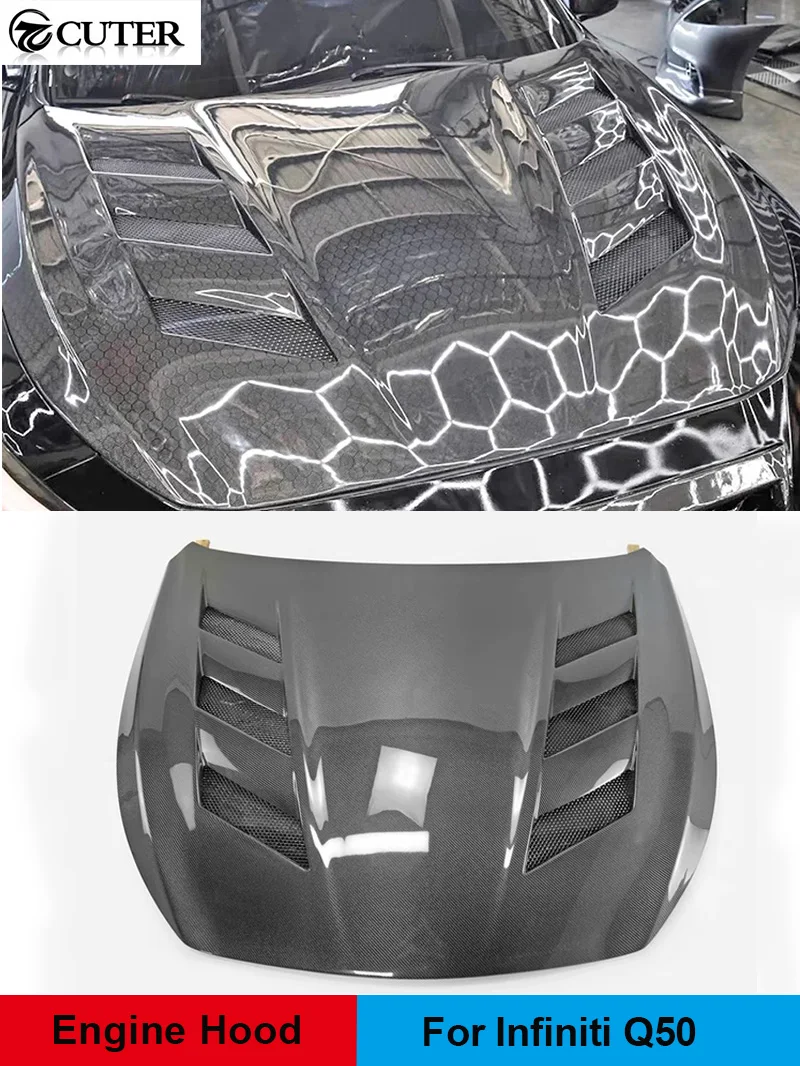 

Q50 Кованый капот двигателя автомобиля из углеродного волокна с вентиляционными отверстиями для Infiniti Q50 2014-2016