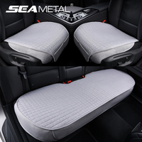 SEAMETAL Universal Flax Car Seat Covers Front Rear Breathable Linen Cushion Anti Slip Auto Seat Protector Mat Pad Four Seasons