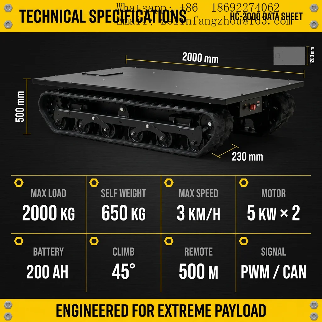 High Performance Rubber Track Chassis Electric Drive Remote Control Industrial Undercarriage Heavy Duty Robot Platform
