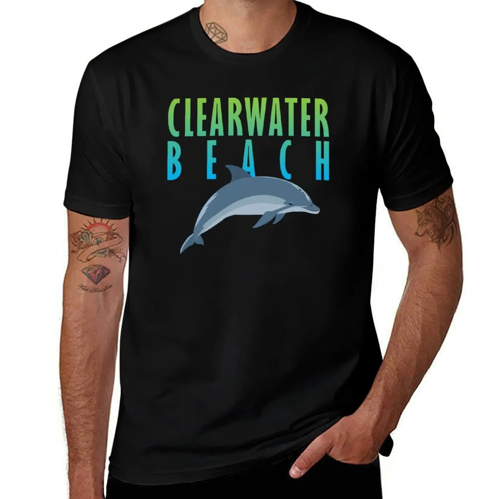 Clearwater Beach Florida Dolphin Design T-Shirt Lightweight Gym Training T-Shirt