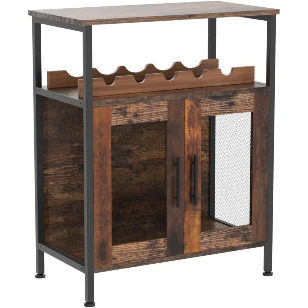 Gabinete de estante de Bar de vino con estante de vino desmontable, gabinete de barra de café con soporte de vidrio, aparador pequeño y gabinete de Buffet