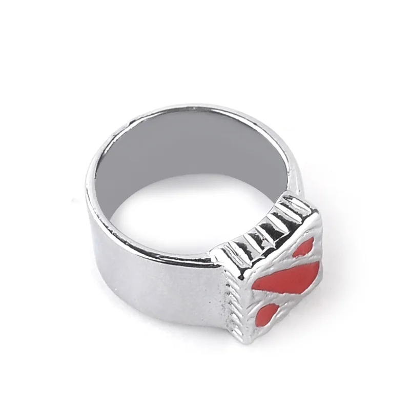 Groothandel Dota 2 Ring Dota2 Logo Teken Symbool Zilveren Kleur Rood Emaille Classic Fashion Hot Game Cosplay Sieraden Voor Mannen en Vrouwen