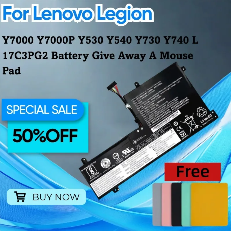 

Для Lenovo Legion Y7000, Y7000P, Y530, Y540, Y730, Y740 L17C3PG2 Батарея подает коврик для мыши
