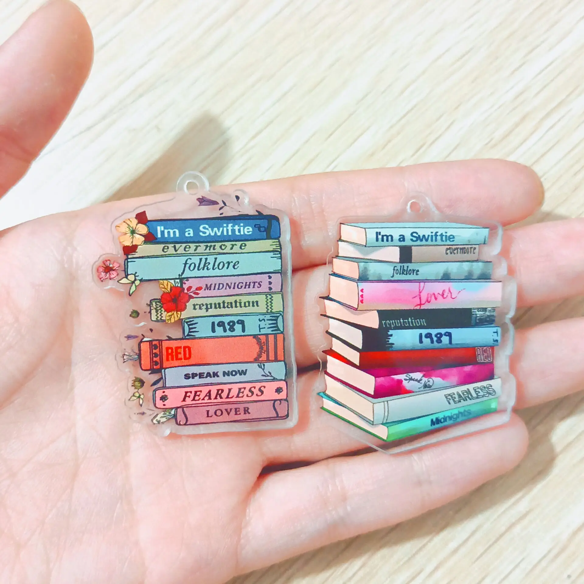 6PCS 1989 Celebrity Albums Books Acrylic Charms Transparent Flat Back Resin Planer Pendant for Earrings Bracelets Jewelry Making