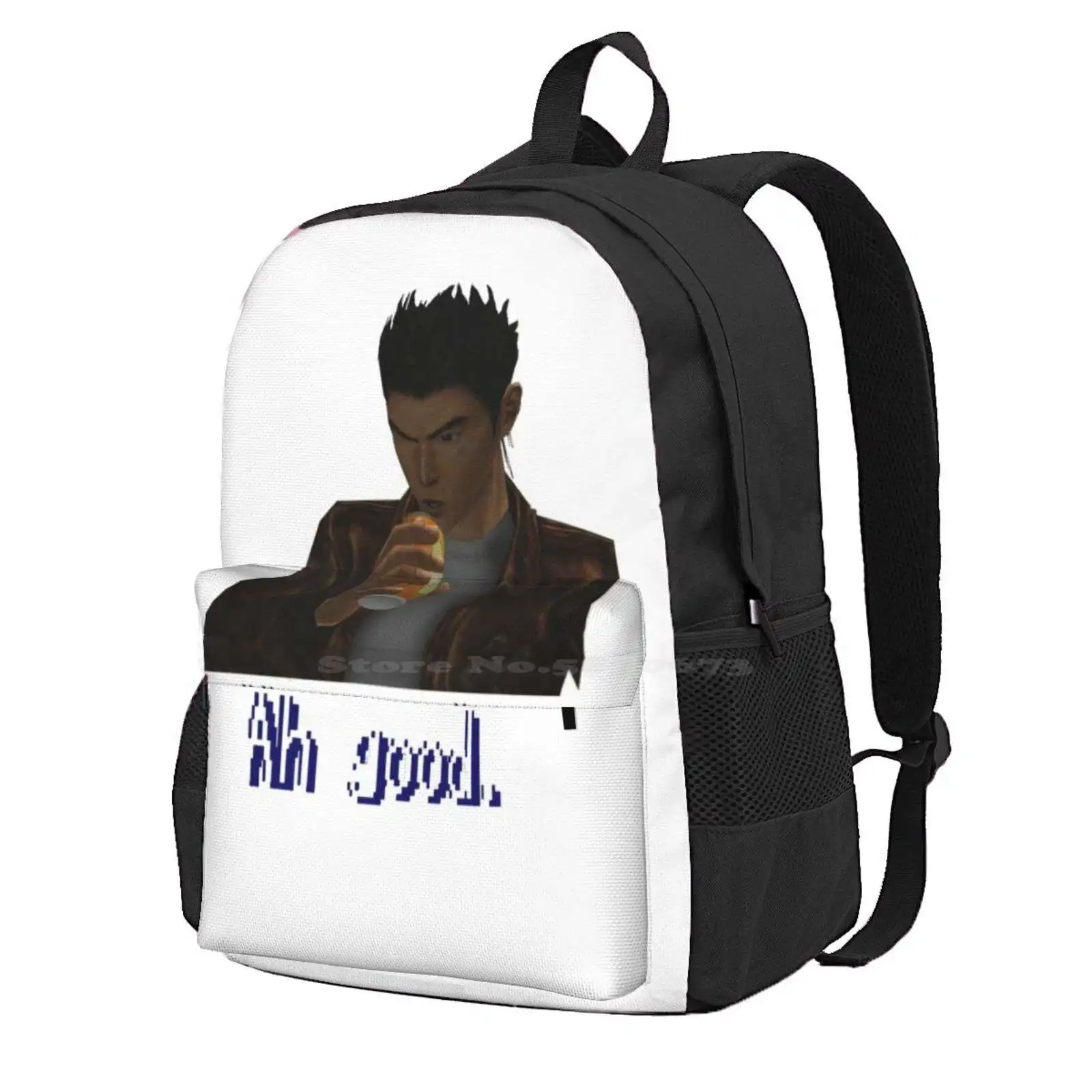 

Shenmue - Ryo Drinking "Ah Good." Hot Sale Schoolbag Backpack Fashion Bags Ryo Hazuki Drinking Soda Pop Cola Winning Can