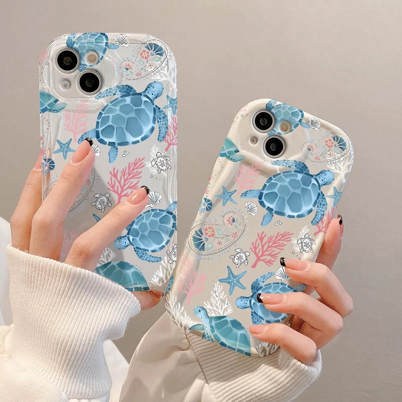 

For Honor Magic 6 5 Lite 400 300 200 Pro X9C X6B X8A X8C X8 X6 X5B X9B X9A X7A X7B Phone Case Ocean Turtle Pattern Soft Cover