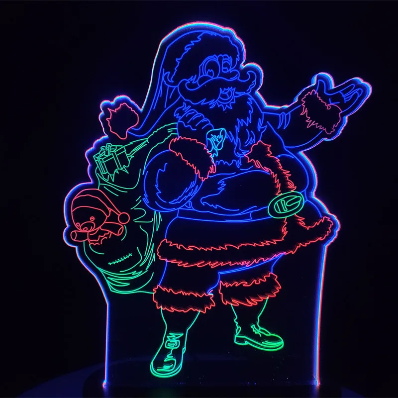 Lámpara 3D de decoración navideña para niños, lámpara acrílica de Papá Noel, muñeco de nieve, luces LED nocturnas de Año Nuevo, regalo de Navidad, 2022, 2023