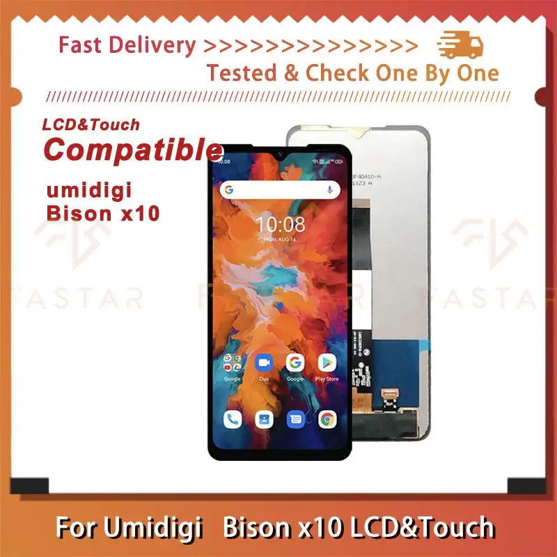 

Bison x10 6.53"Tested For Umidigi Bison X10 LCD Display Touch Digitizer Assembly Replacement phone Screen Bison x10 lcd